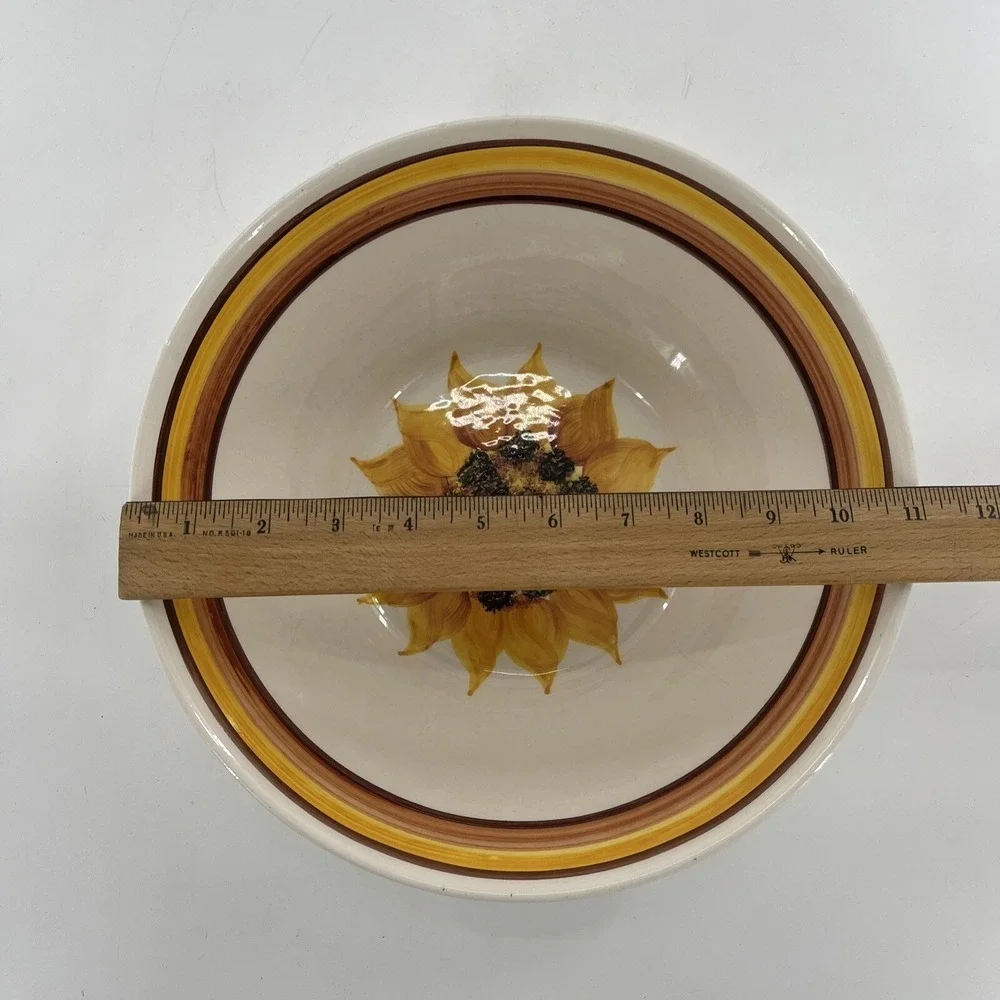 Weiss Sunflower Large Bowl Pasta Server Hand Painted Salad Vegetable Dish Brazil